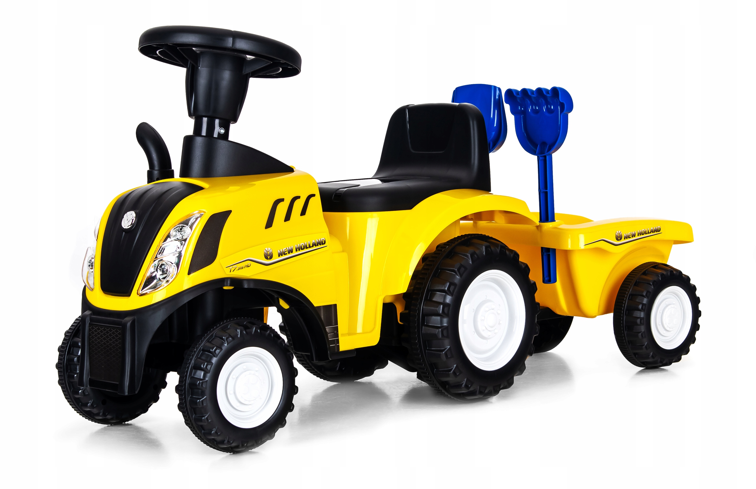 Jeździk pchacz traktor z przyczepą New Holland T7 - żółty