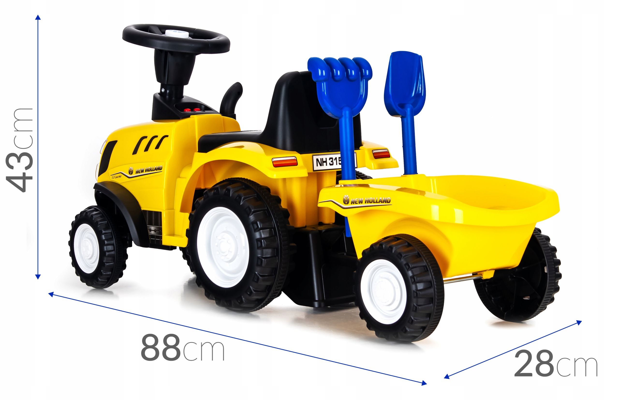 Jeździk pchacz traktor z przyczepą New Holland T7 - żółty