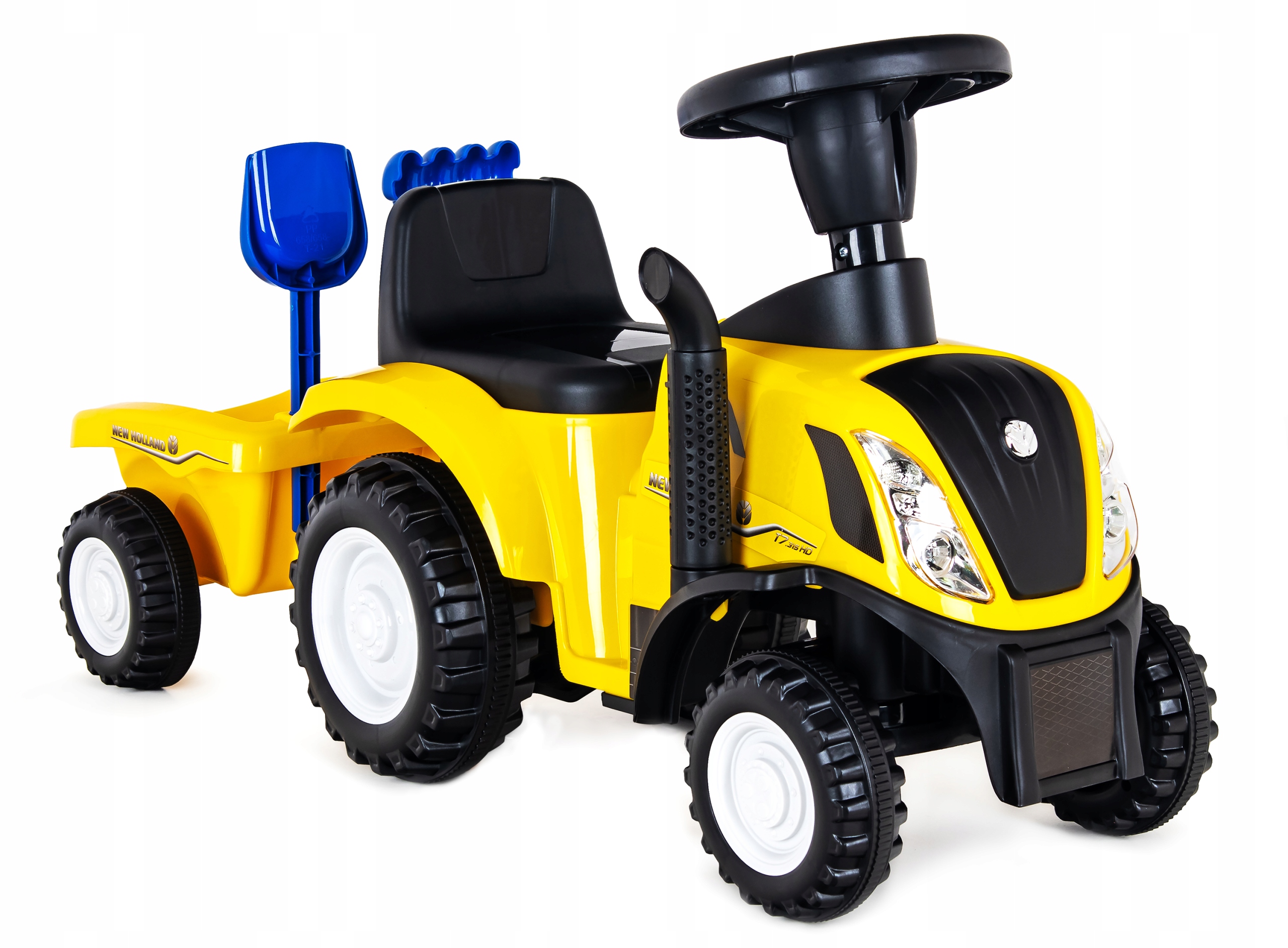 Jeździk pchacz traktor z przyczepą New Holland T7 - żółty