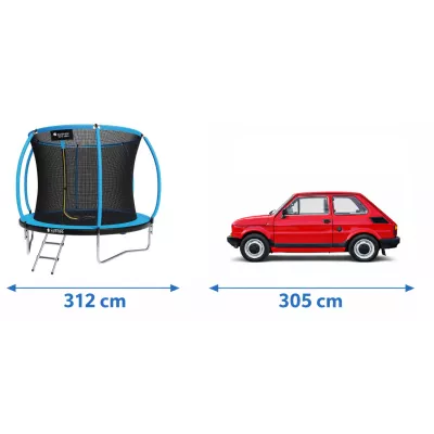 Jak duża jest trampolina w ogrodzie? Porównaliśmy jej rozmiar do samochodów