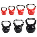 Kettlebell żeliwny chrom z radełkowanym uchwytem HMS KTC12 12 kg - czarny