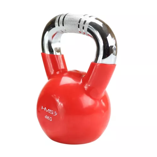 Kettlebell żeliwny chrom z radełkowanym uchwytem HMS KTC04 4 kg