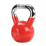 Kettlebell żeliwny chrom z radełkowanym uchwytem HMS KTC10 10 kg - czerwony