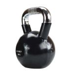 Kettlebell żeliwny chrom z radełkowanym uchwytem HMS KTC20 20 kg - czarny