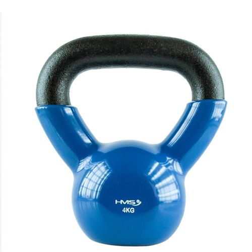 Kettlebell żeliwny HMS KNV04 z powłoką winylową 4 kg - niebieski