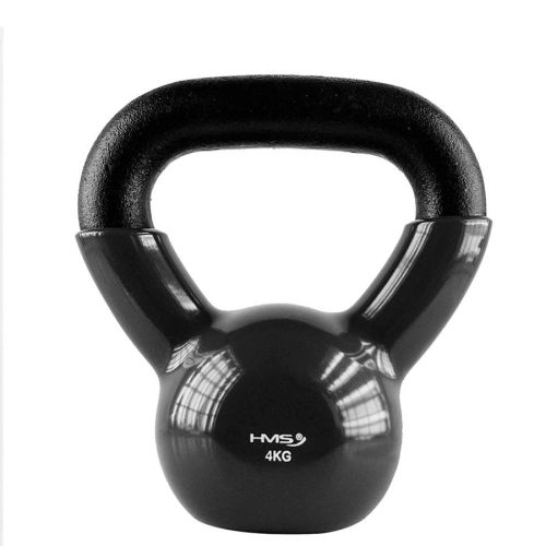 Kettlebell żeliwny HMS KNV04 z powłoką winylową 4 kg - czarny