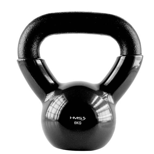 Kettlebell żeliwny HMS KNV06 z powłoką winylową 6 kg - czarny