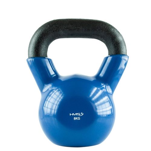 Kettlebell żeliwny HMS KNV08 z powłoką winylową 8 kg - niebieski