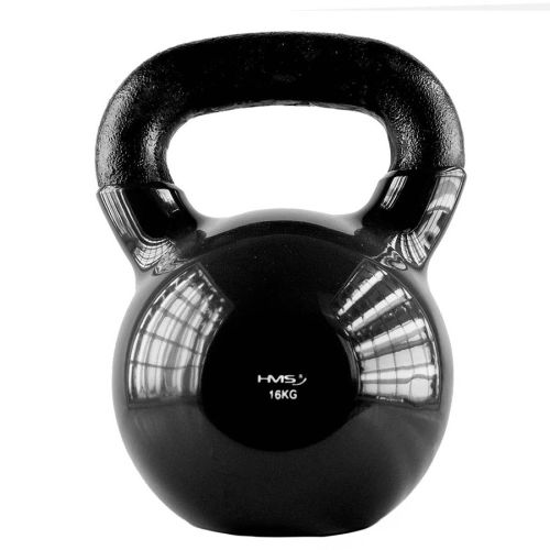 Kettlebell żeliwny HMS KNV16 z powłoką winylową 16 kg - czarny