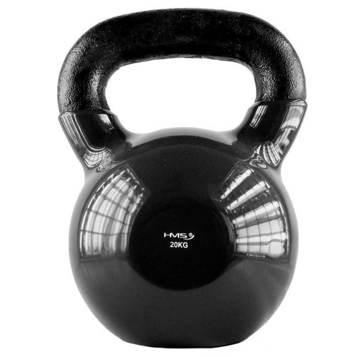 Kettlebell żeliwny HMS KNV20 z powłoką winylową 20 kg - czarny