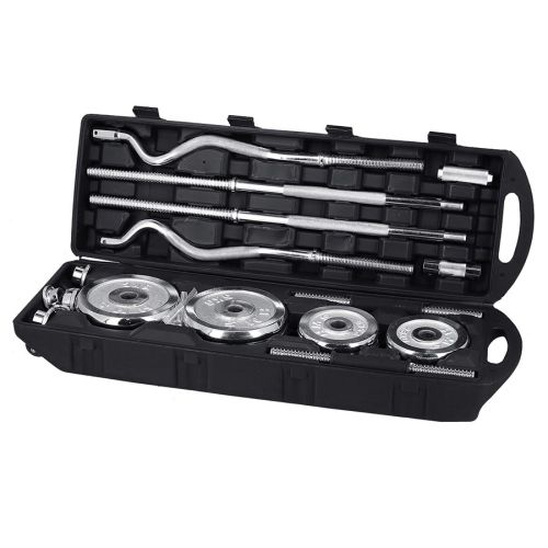 Sztangielki - sztanga prosta i łamana w walizce chrom HMS STC55 55kg Sztangielki - sztanga prosta i łamana w walizce chrom HMS STC55 55kg