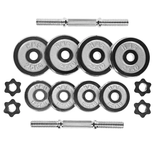 Zestaw chromowanych sztangielek w walizce 2 x 10 kg HMS STC20