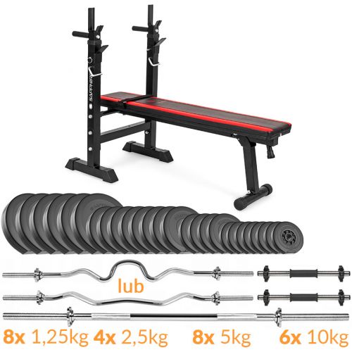 Zestaw obciążeń Sapphire Solid 134 kg z ławką xg025