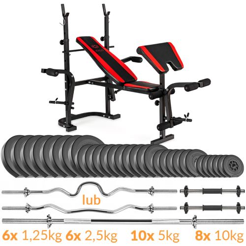 Zestaw obciążeń Sapphire Solid 167 kg z ławką xg035 +  Gratis: modlitewnik