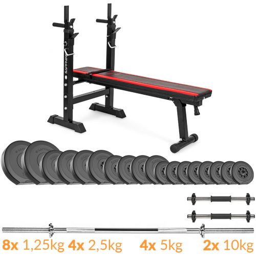 Zestaw obciążeń Sapphire Solid 68 kg z ławką xg025