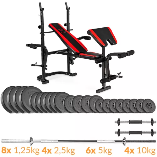 Zestaw obciążeń Sapphire Solid 100 kg z ławką xg035 +  Gratis: modlitewnik