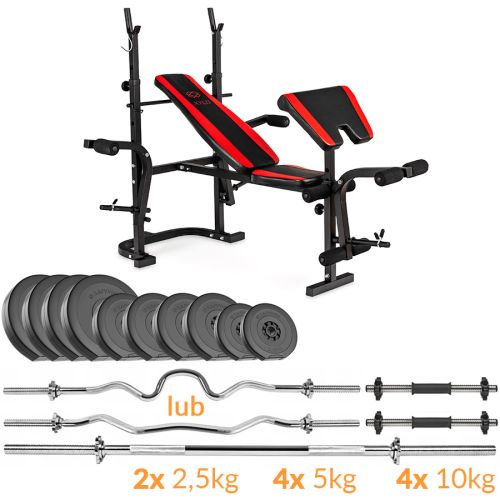 Zestaw obciążeń Sapphire Solid 80 kg z ławką xg035 +  Gratis: modlitewnik