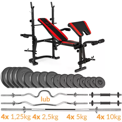 Zestaw obciążeń Sapphire Solid 91  kg z ławką xg035 + Gratis: modlitewnik z kategorii Domowa siłownia - zestawy, marka Xylo 