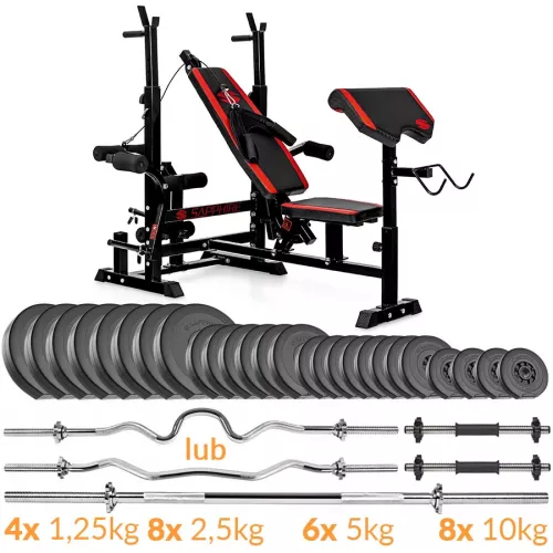 Zestaw obciążeń Xylo Solid 150 kg z ławką xg600 + Gratis: modlitewnik 