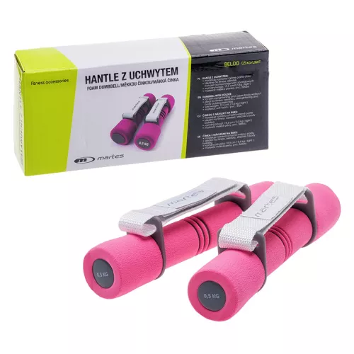 Hantle z uchwytem 2x0,5 kg Martes Beldo 97438-Pink Grey Hantle z uchwytem 2x0,5 kg Martes Beldo 97438-Pink Grey