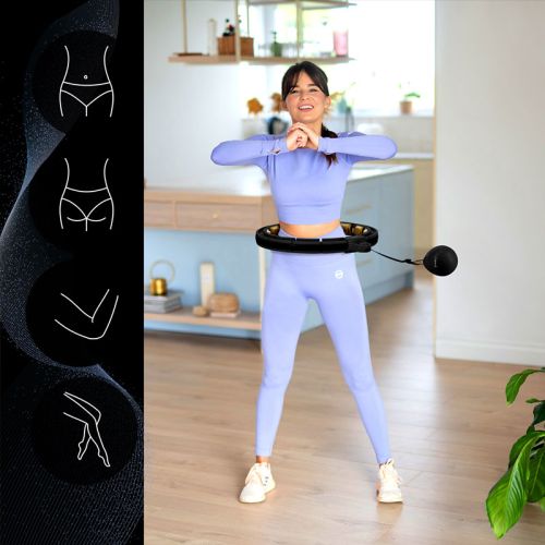 Hula hop z magnesami i obciążnikiem + licznik HMS HHM13 - czarno-złoty Hula hop z magnesami i obciążnikiem + licznik HMS HHM13 - czarno-złoty