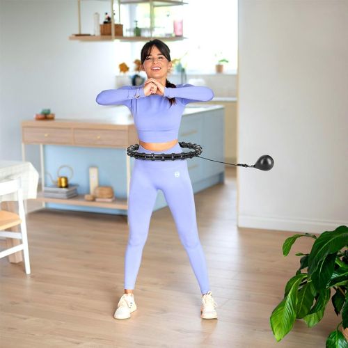 Hula hop z wypustkami i obciążnikiem HMS HHW02 - czarny Hula hop z wypustkami i obciążnikiem HMS HHW02 - czarny