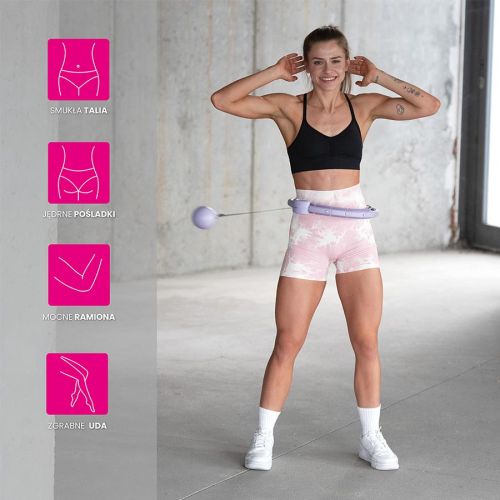 Hula hop z wypustkami i obciążnikiem + licznik HMS HHW09 - fioletowy Hula hop z wypustkami i obciążnikiem + licznik HMS HHW09 - fioletowy