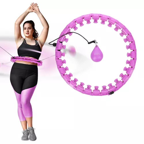 Hula hop z wypustkami i obciążnikiem HMS HHW12 Plus size - fioletowy