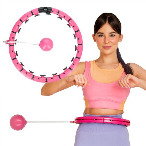 Hula hop z obciążnikiem i licznikiem FH07 - różowy Hula hop z obciążnikiem i licznikiem FH07 - różowy