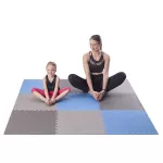 Mata puzzle pod sprzęt One Fitness MP10 10 mm 9 elementów - niebiesko-szara Mata puzzle pod sprzęt One Fitness MP10 10 mm 9 elementów - niebiesko-szara