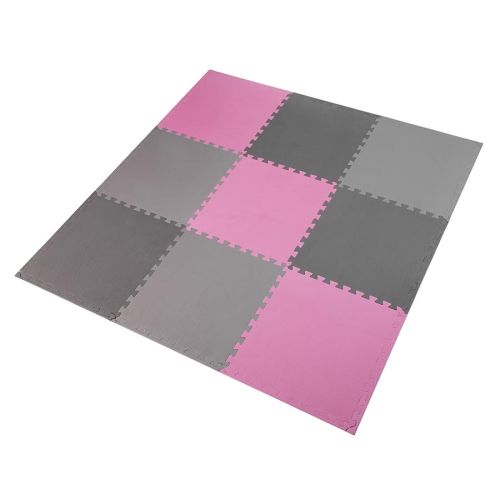 Mata puzzle pod sprzęt One Fitness MP10 10 mm 9 elementów - różowo-szara
