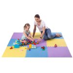 Mata puzzle pod sprzęt One Fitness MP10 10 mm 9 elementów - żółto-niebiesko-fioletowa