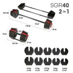 Zestaw regulowanych sztangielek HMS SGR40 PRO SET 2,5kg - 41 kg