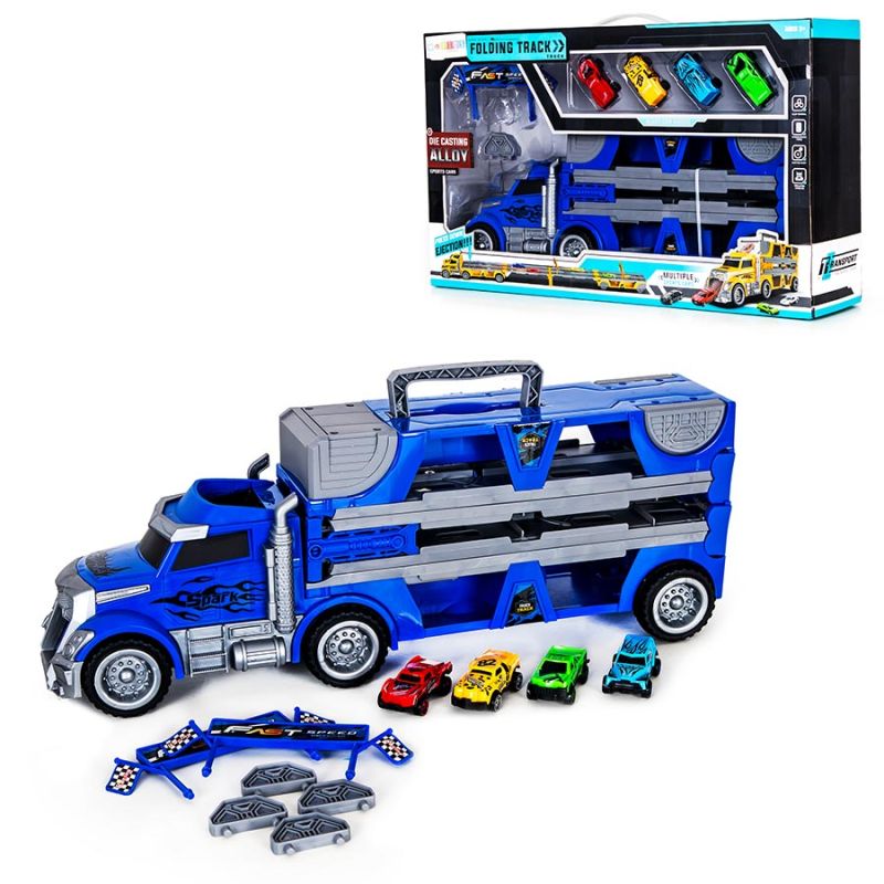 Zdjęcia - Tor samochodowy / kolejowy Ciężarówka-tor z autkami Sapphire Kids SK-116 - niebieska