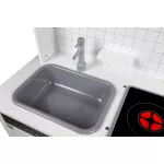 Drewniana kuchnia SK-15 z akcesoriami, światełka LED + strój kucharski GRATIS - biała Drewniana kuchnia SK-15 z akcesoriami, światełka LED + strój kucharski GRATIS - biała