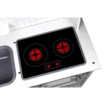 Drewniana kuchnia SK-15 z akcesoriami, światełka LED + strój kucharski GRATIS - biała Drewniana kuchnia SK-15 z akcesoriami, światełka LED + strój kucharski GRATIS - biała