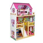 Drewniany domek dla lalek z akcesoriami SK-02 - 3 piętra