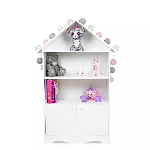 Regał z półkami do pokoju dziecka - domek - biały SH-10W Regał z półkami do pokoju dziecka - domek - biały SH-10W