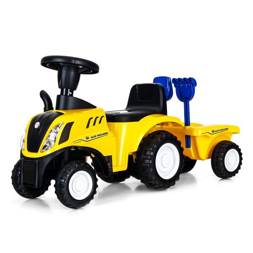 Jeździk pchacz traktor z przyczepą New Holland T7 - żółty