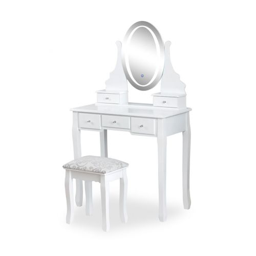 Drewniana toaletka Glamour z oświetleniem LED SH-01W