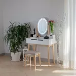 Drewniana toaletka kosmetyczna z oświetleniem LED SH-03W Drewniana toaletka kosmetyczna z oświetleniem LED SH-03W