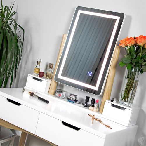 Drewniana toaletka kosmetyczna z oświetleniem LED SH-04W Drewniana toaletka kosmetyczna z oświetleniem LED SH-04W