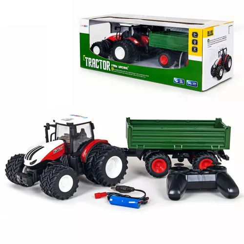 Zdalnie sterowany traktor z przyczepą LED Sapphire Kids SK-83