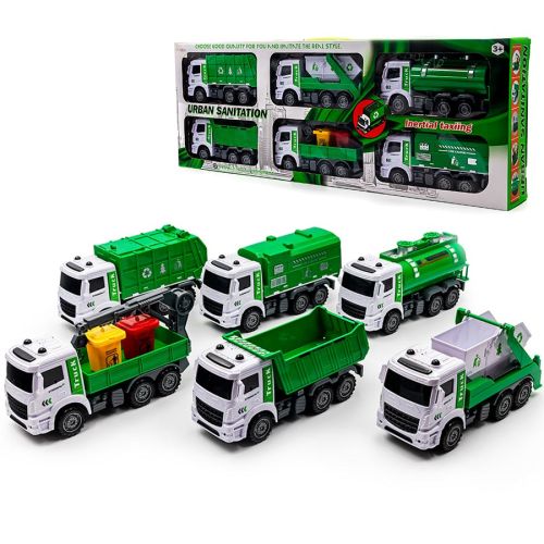 Zestaw pojazdów miejskich Sapphire Kids SK-153 6 szt. - śmieciarka, cysterna Zestaw pojazdów miejskich Sapphire Kids SK-153 6 szt. - śmieciarka, cysterna