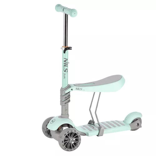 Hulajnoga dziecięca 2w1 LED Nils Fun HLB808  - miętowa