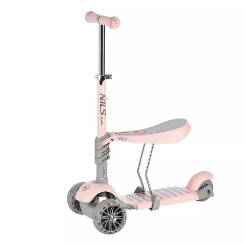Hulajnoga dziecięca 2w1 LED Nils Fun HLB808 - różowa