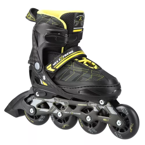 Łyżworolki Nils Extreme Czarno-Żółte NA11002 Regulowane