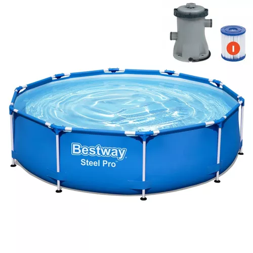 Basen ogrodowy stelażowy Bestway Steel PRO 10FT 56679 305x76cm + pompa z filtrem 58381