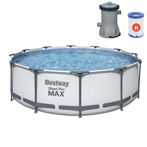 Basen ogrodowy stelażowy Bestway Steel Max 12FT 56418 366x100cm + pompa z filtrem 58383