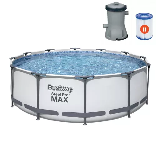 Basen ogrodowy stelażowy Bestway Steel Max 12FT 56418  366x100cm + pompa z filtrem 58383
